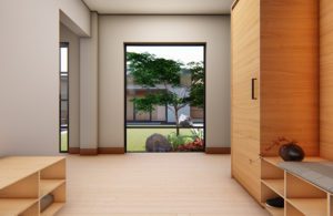 View from entrance hall/lobby towards central garden courtyard