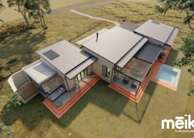 arial view of contemporary home on game farm estate