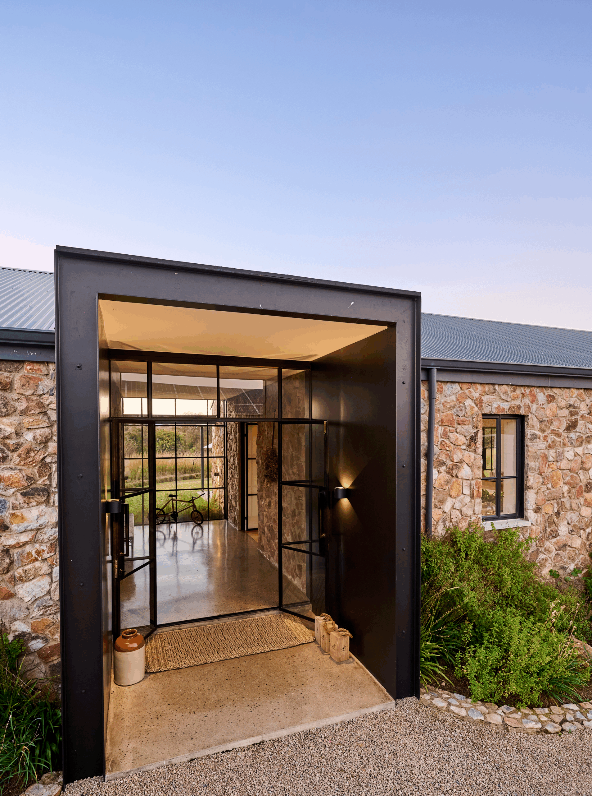 Stone Front Steel Framed Entrance Hall