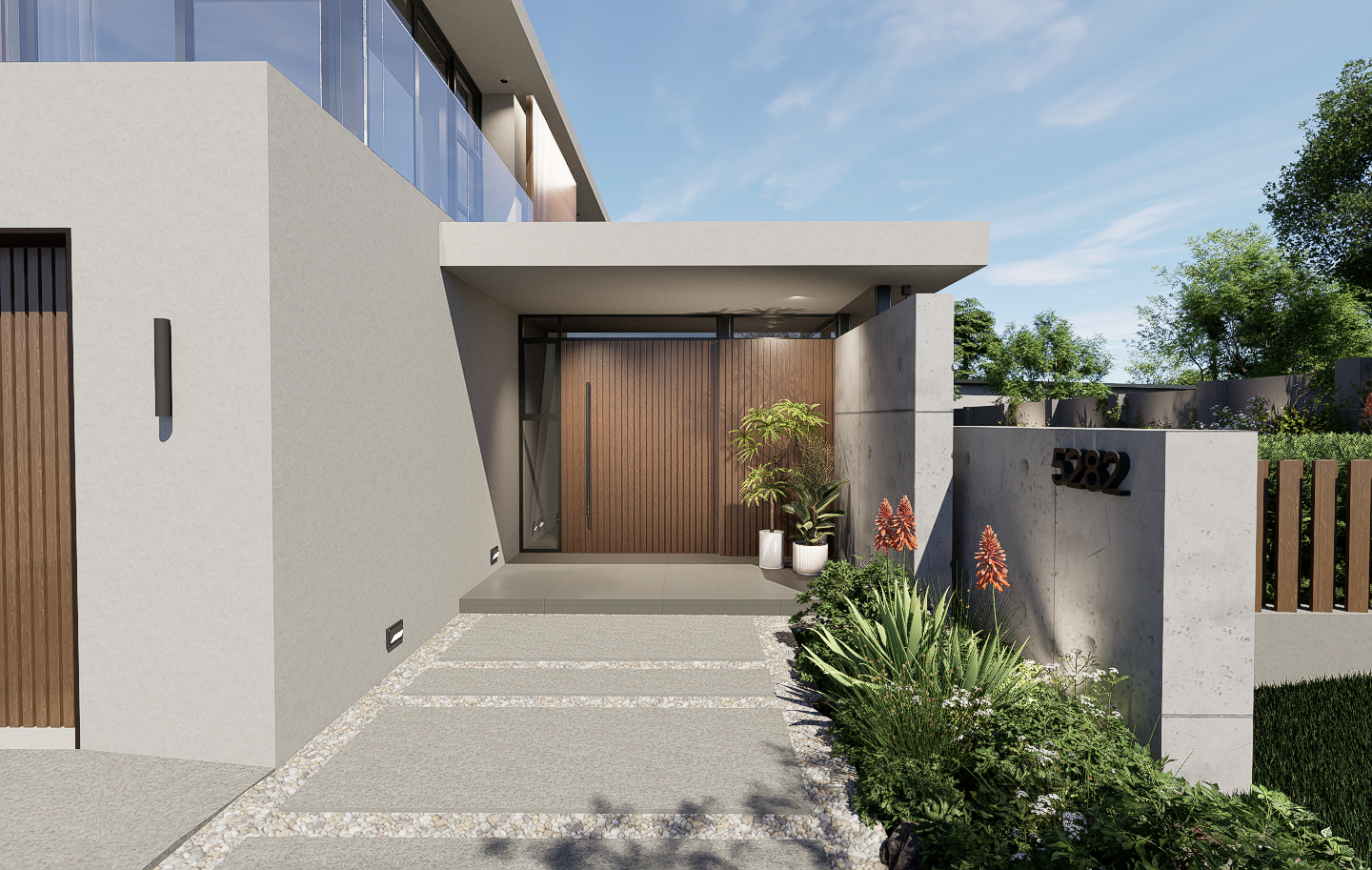 North covered entrance, timber slats north-covered-entrance-timber-slats